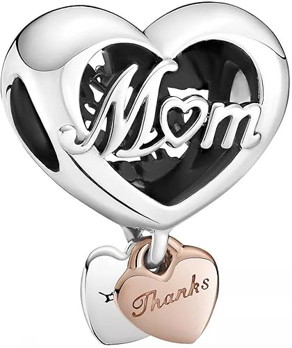 Pandora Pulsera con dije de corazón con texto en inglés Thank You Moments Impresionante joyería para mujer Regalo para mujer Hecho de rosa y