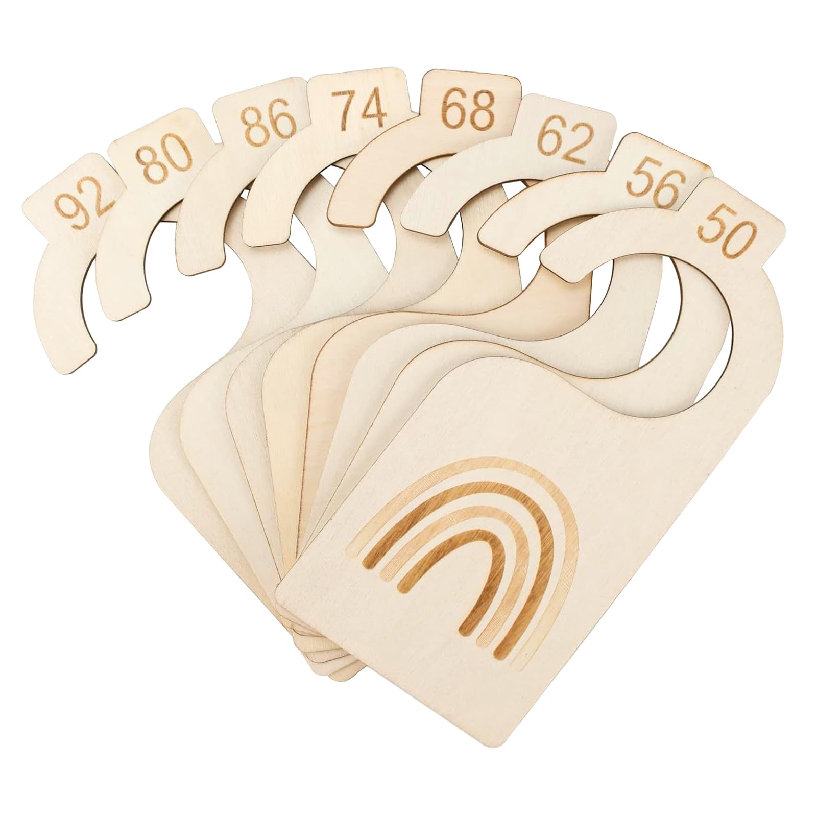 8 Stück Baby Größentrenner, Babykleidung Trenner aus Holz, Größenreiter 50-92, Schrankteiler für Babykleidung für Kleidungsklassifizierung