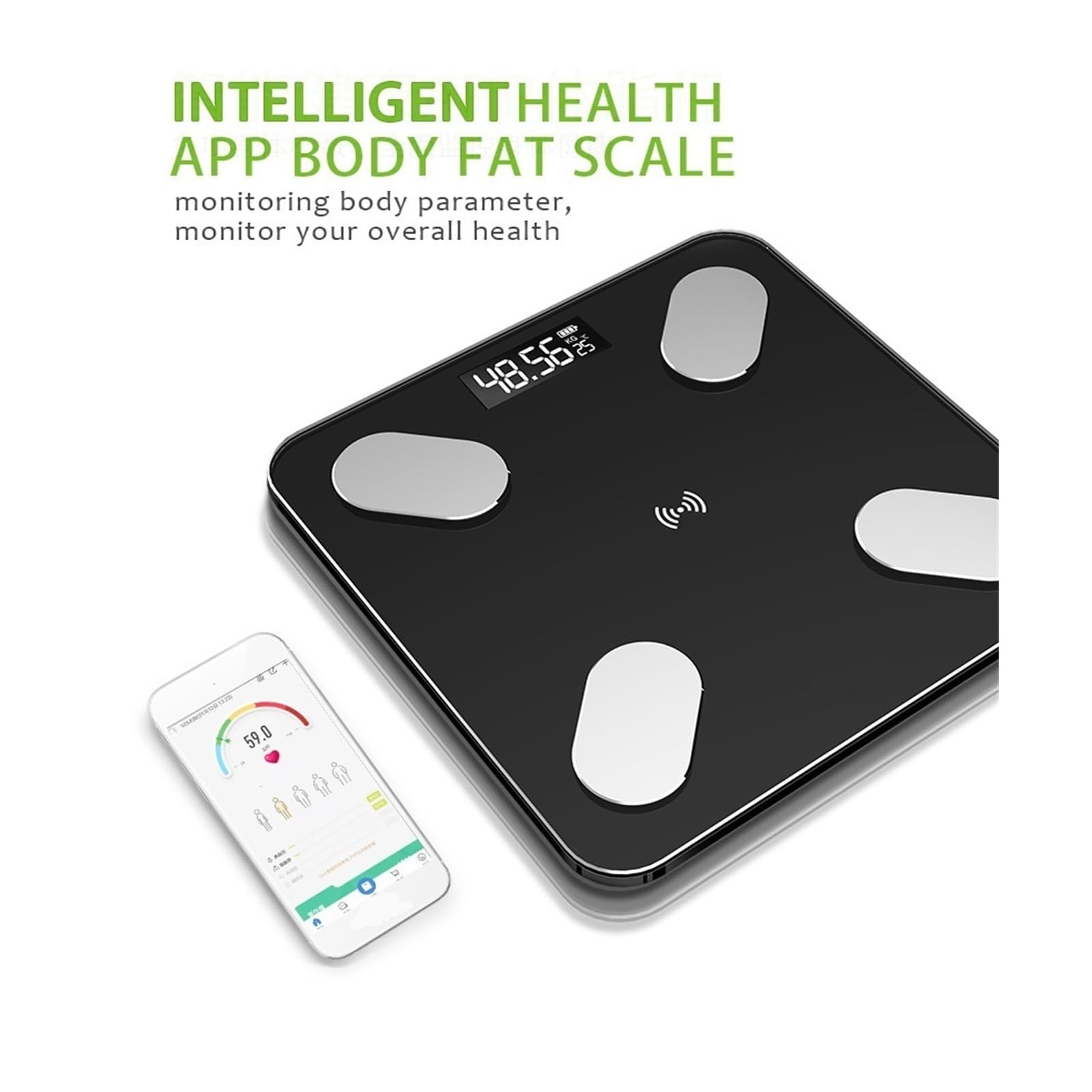 Balances Balance Numérique De Graisse Corporelle Balances Intelligentes Plancher Électronique LCD Balances Intelligentes Bluetooth Analyseur De Composition Corporelle(White Usb)