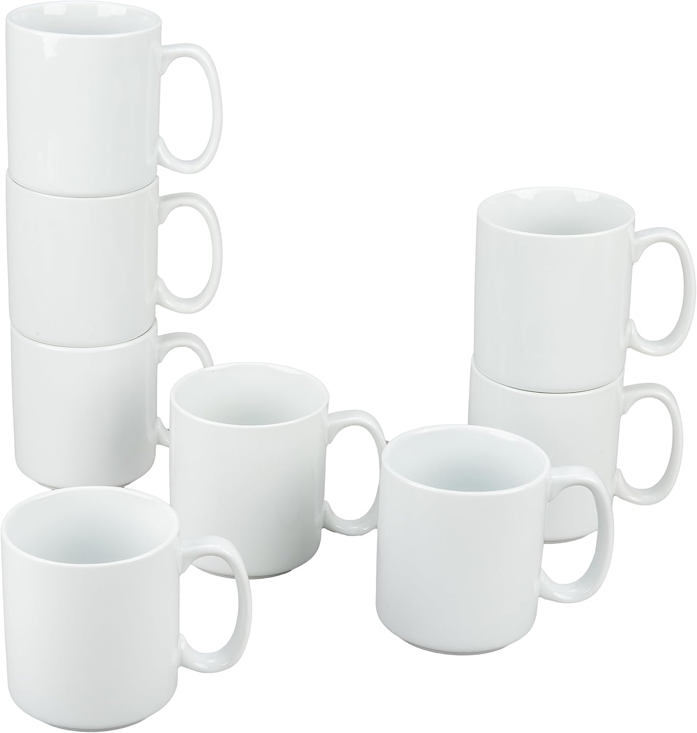 BIA Cordon Bleu Everyday Porcelain Stackable Mugs, Set of 8, White