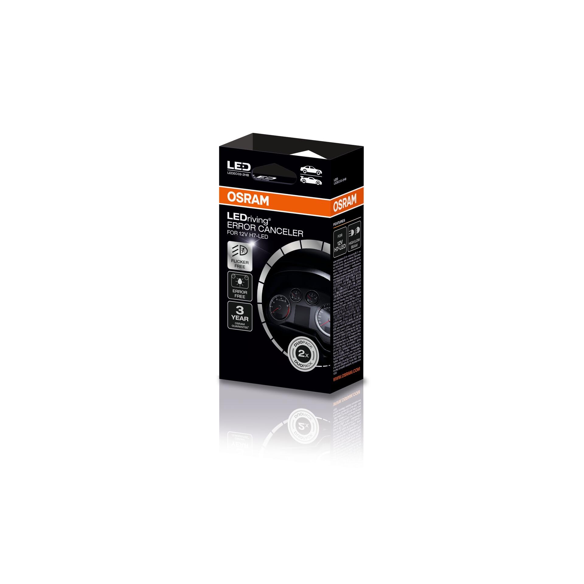 OSRAM LEDriving ERROR CANCELER LEDEC02-2HB, bypassa il sistema di rilevamento guasti lampada per lampade retrofit; Accessori per lampade LED 12V H7