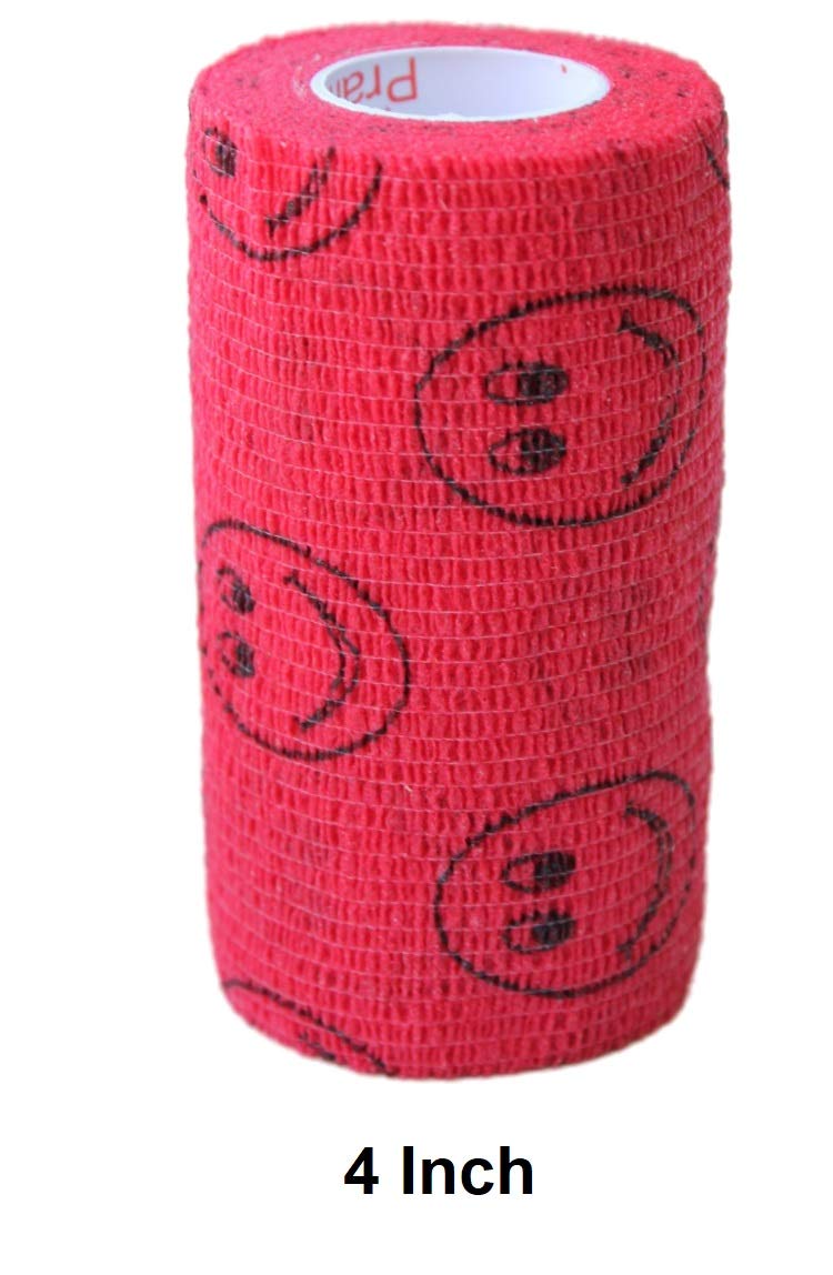 2 Pack Premium Vet Wrap - Self Adhesive Bandage Wrap & Athletic Tape- 4" x 5 Yards Elastic & Self-Sticking Cohesive Bandage for Pets, Sports, Wrists, & Ankles - Red with Smiles by Prairie Horse Supply — Amazon image 7