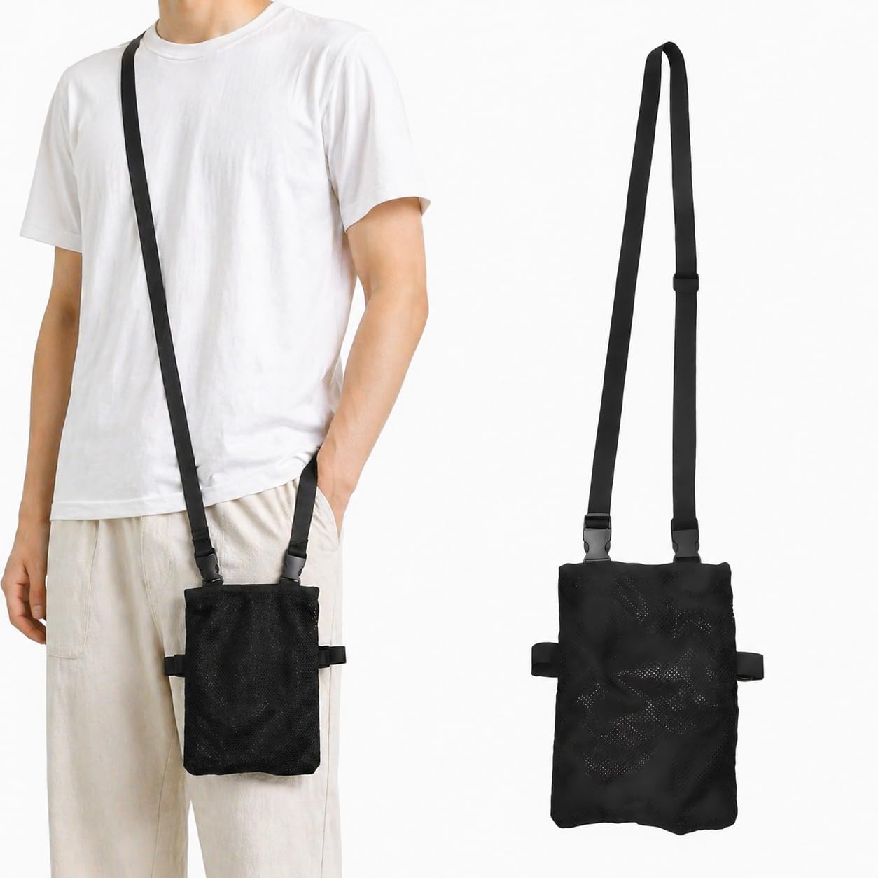 Portador Bolsa Sonda Transpirable Tipo Malla Negra con Clip de Fijación para Pierna,Bolsa para Llevar Bolsa de Orina de 2L for Katheter Tasche, Bolsa para Cateter para Viaje o Uso Diario