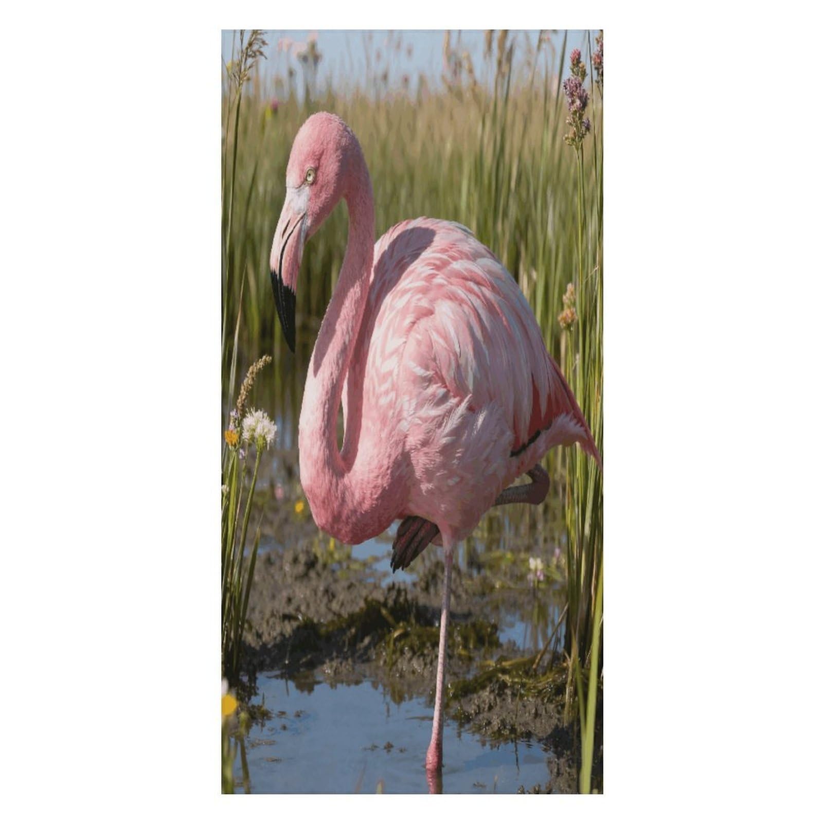FekiLoot Pink Flame Perching on The Marsh Beach Towel Oversized Bath Towel Ultra Soft Pool Towel Cozy Swim Towel Silky Lounge Towel Quick Dry Travel Towel Gentle Absorbent Towel for Adults Women Men