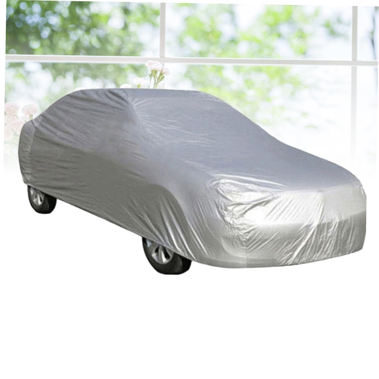 SOLUSTRE Full Car Cover Silver SUV Car Cover Waterproof Sunscreen Auto Hood Cover for Weather — view 4