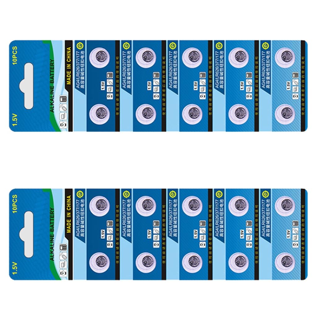 Elnwnnkc 10pcs/20pcs AG4/LR626/377/177 Alkaline Button Batteries 1.5V Coin Cell Batteries for Watches Calculators Toy