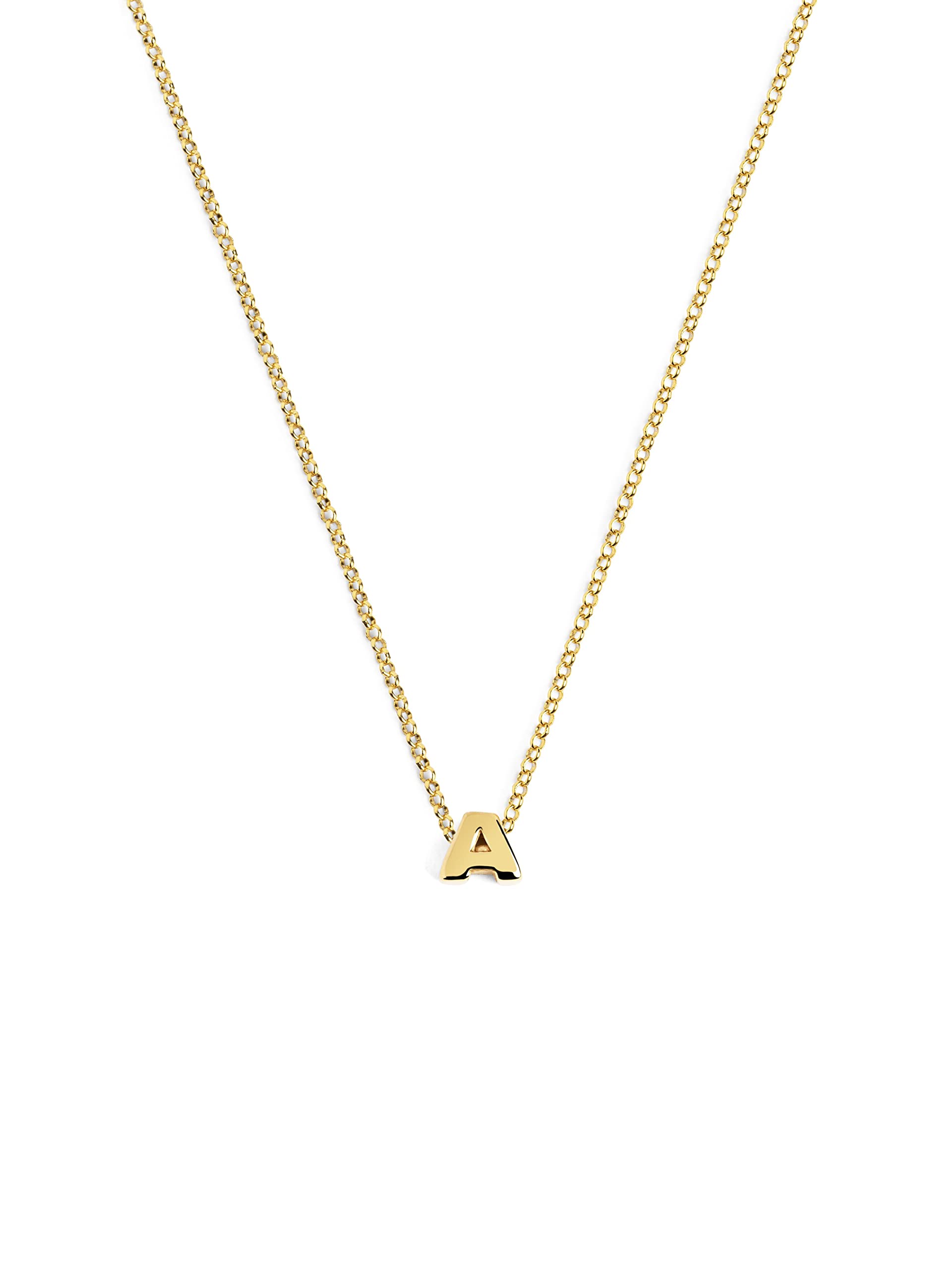 SINGULARU Collar Personalizado Single Letter - Colgante en Plata de Ley 925 con Acabado Baño de Oro de 18 Kt. - Cadena de Talla Unica - Joyas para Mujer - Letra A