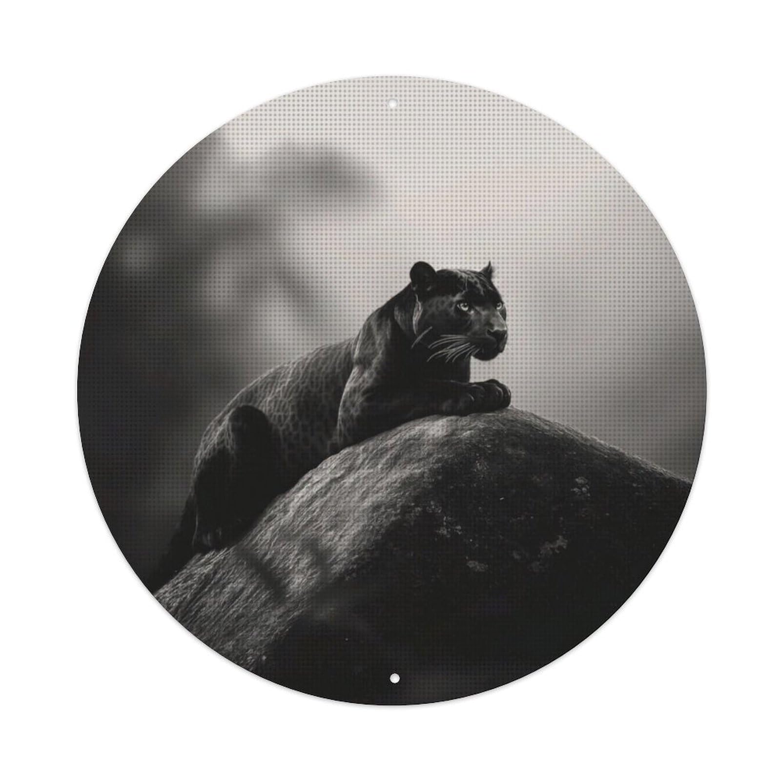 Wildlife Black Panther in Jungle Noir Aesthetic Rétro Vintage Metal Tin Sign Plaque Wall Decor for Cafe, Club Bar, Office, Garden Metal Poster 8x8Inch