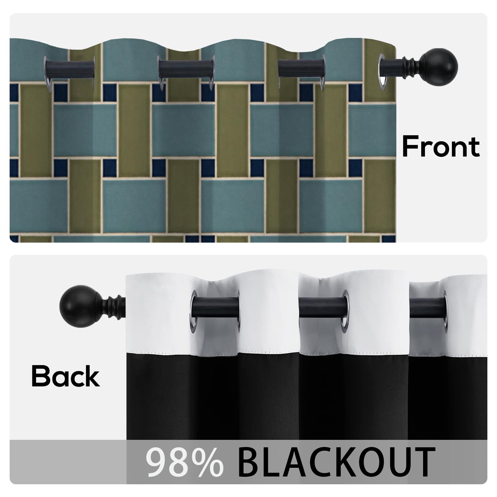 Rideau Occultant Blocs Rectangulaires Rideaux Chambre Salon Moderne 3D Style Géométrie Moderne Isolant Thermique Anti Froid Polyester Bruit Grande Largeur 2 Pièces, 140L X 220H Cm
