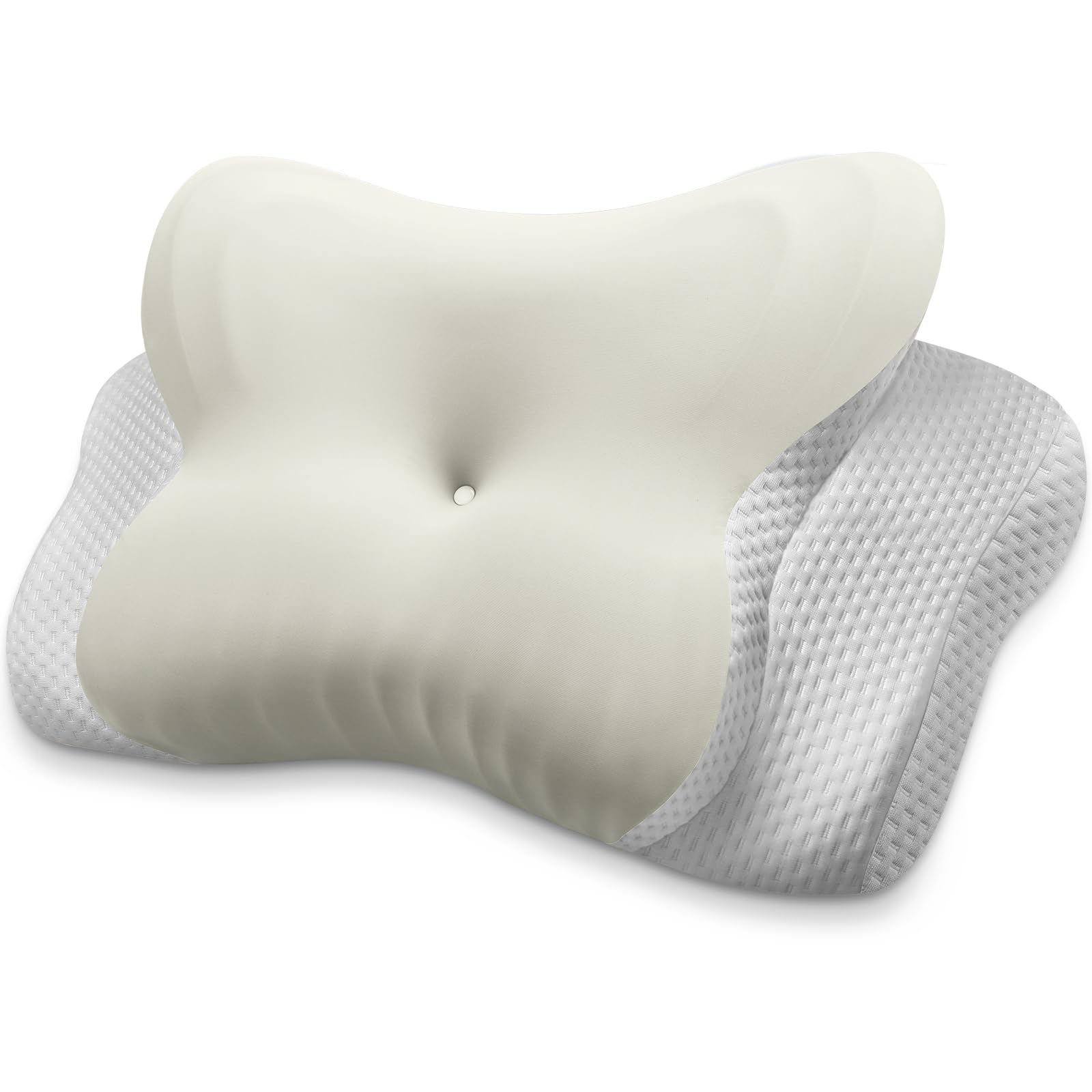 MISSCOZY Pillowcase Just for Model Number HK30001,for Butterfly Ergonomic Side Sleeper Pillow Orthopedic Cervical Pillowcase, Anti Snore Sleep Apnea,Washable Cover,1PCS(White)