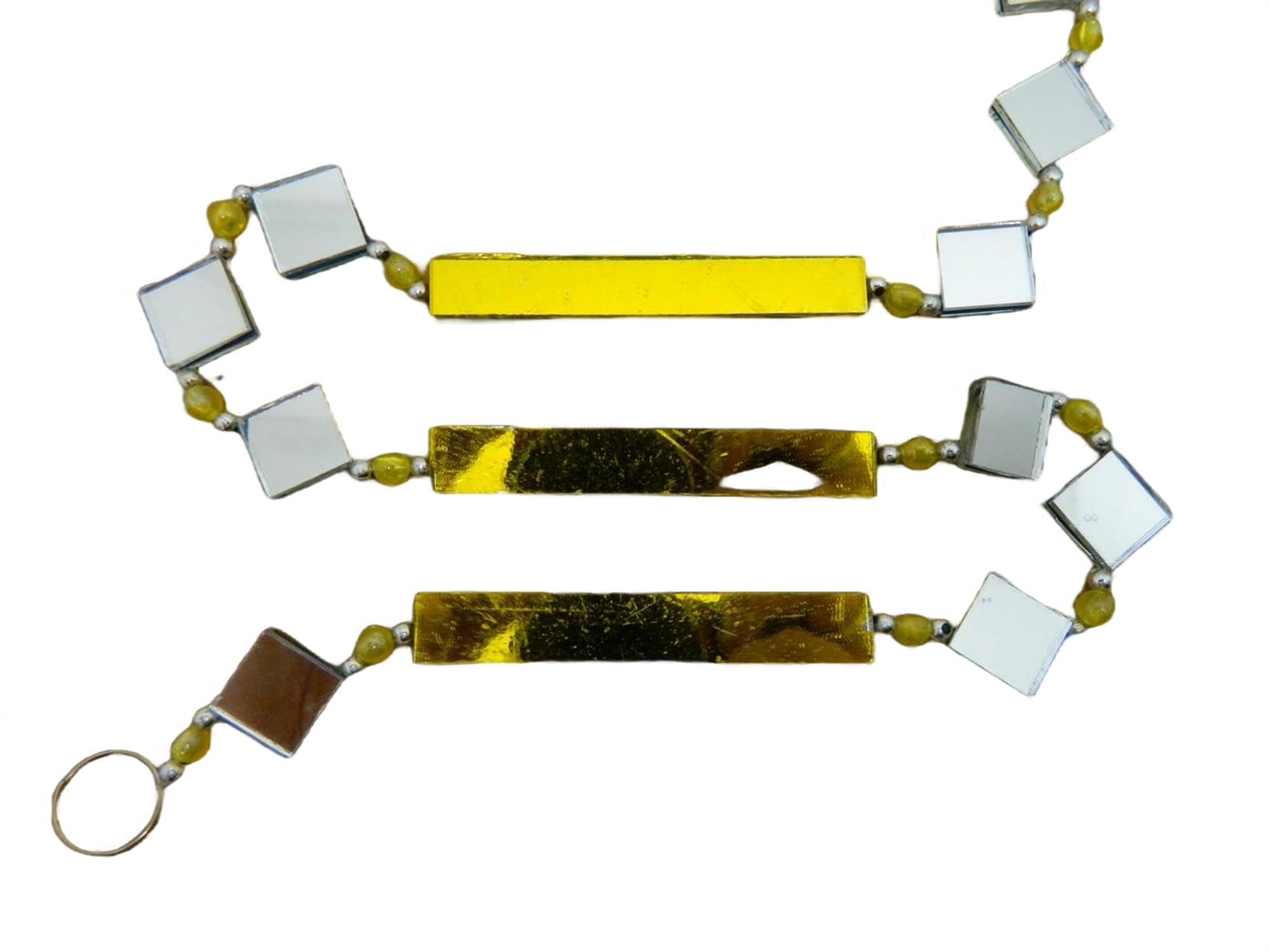 Set of 3 Gold Mirror Suncatchers, 1.5m Long - Handcrafted, Colourful Glass Garden Decorations - Handmade, Hand-Painted Garden Hanging Ornaments - Shiny Sun Catchers for Windows