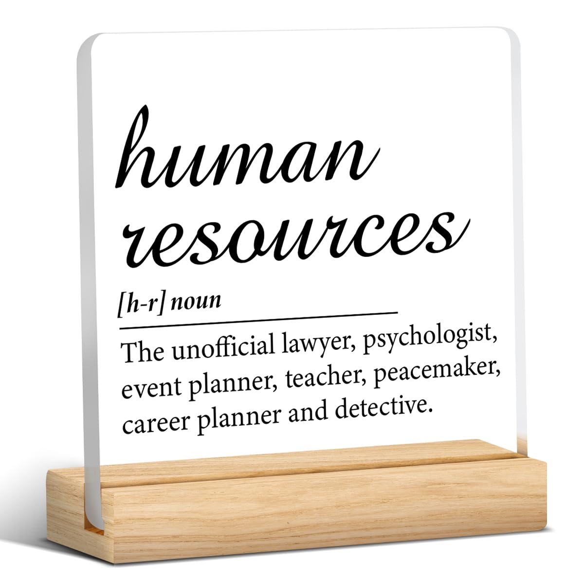 Human Resources Gifts, HR Gifts, Human Resources Definition Clear Desk Decorative Sign Acrylic HR Sign Home Office Desk Decor