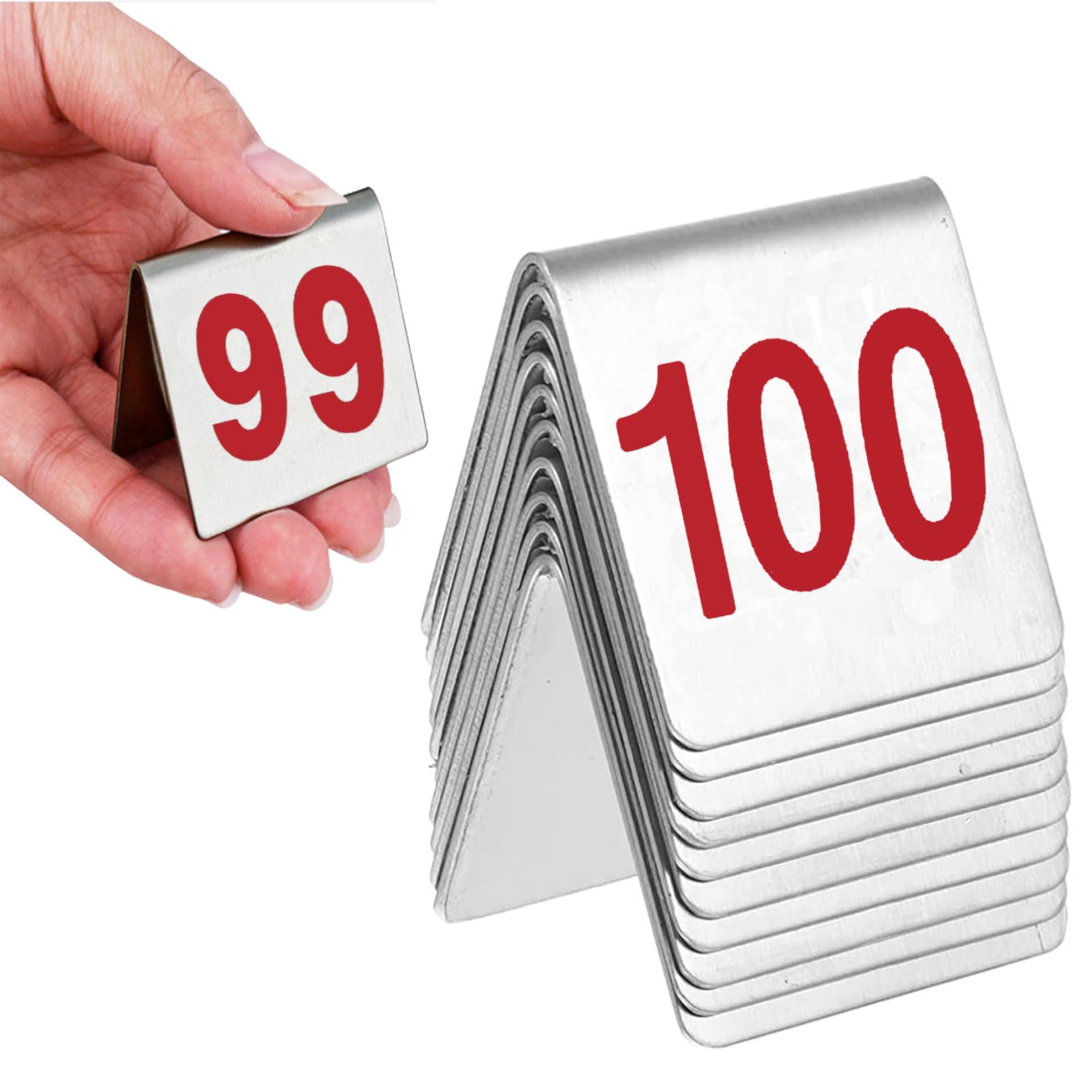 Doppelseitig Nummeriertes Edelstahl Tischschild 1-25/50/100 Sitzplan Tischkarten Restaurant Hochzeits Sitzkarte Für Veranstaltungen,Bankette,Gastronomie,Hochzeitsbankett Tischdeko ,Silber,1~100