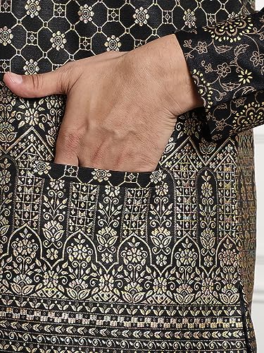 Image of Sojanya (Since 1958 Men'S Silk Blend Kurta Pyjama & Nehru Jacket Combo