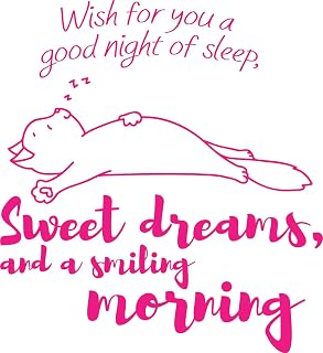 Sweet Dreams and A Smiling Morning Evening Nighttime Sleep Lines Quotes Phrase Wall Art Sticker Designs Decors Vinyl Stickers for Home House Walls Rooms Window Bedroom Decoration Size (18x20 inch)
