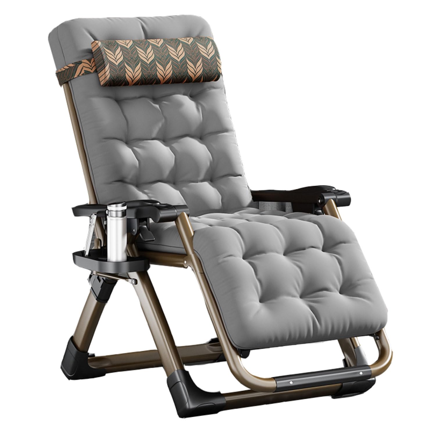 Bain de soleil pliable gris en textiliène pour vos après-midis farniente sur le patio ou à la plage