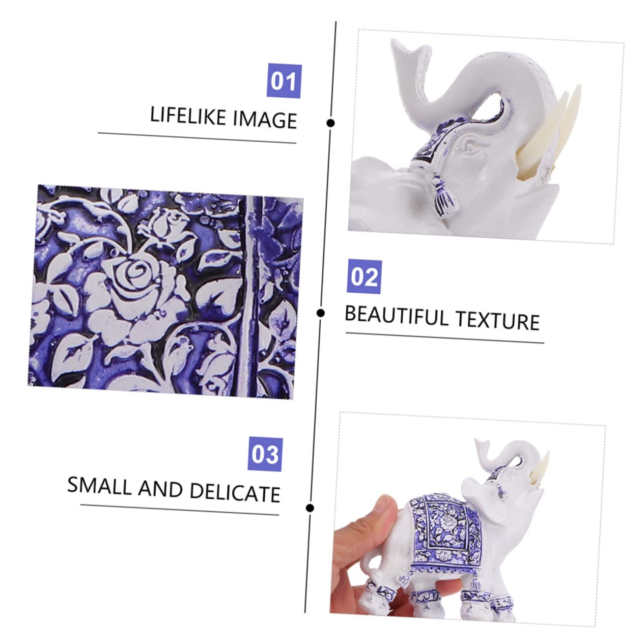 ORFOFE Figuritas Decorativas de Elefante de Resina, 2 Piezas, Azul