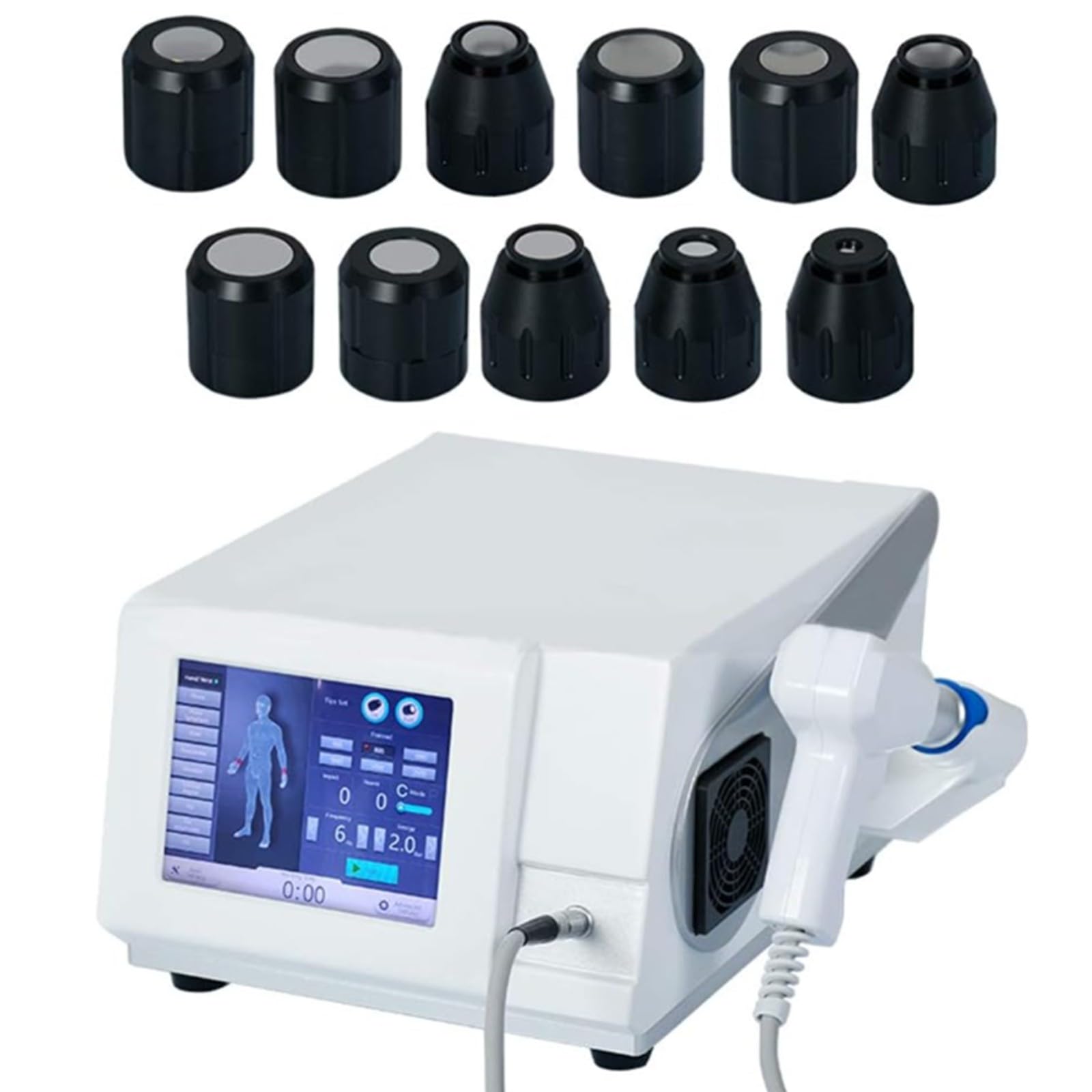 Macchina per Terapia Ad Onde D'urto Strumento Pneumatico per Fisioterapia Ad Onde D'urto Massaggiatore Muscolare Profondo Dispositivo Relax con 11 Teste Massaggianti per Sollievo dal Dolore