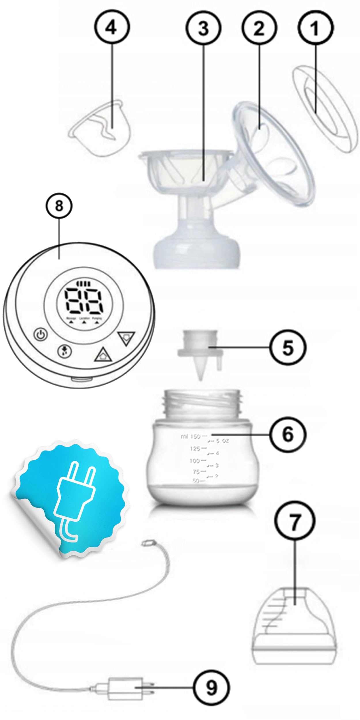 Berdsen BL-901 - Sacaleches eléctrico de 2 fases