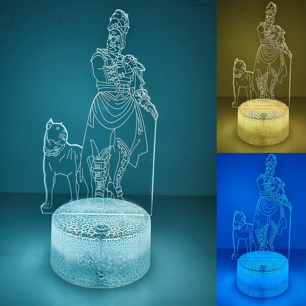 Mzcyfuy Dead by Daylight 3D Night Light, Killer Role, 16 Color Changing Cartoon USB Desk Lamp Illusion Lighting with Remote Control for Home Decor Gift for Kids (Houndmaster)