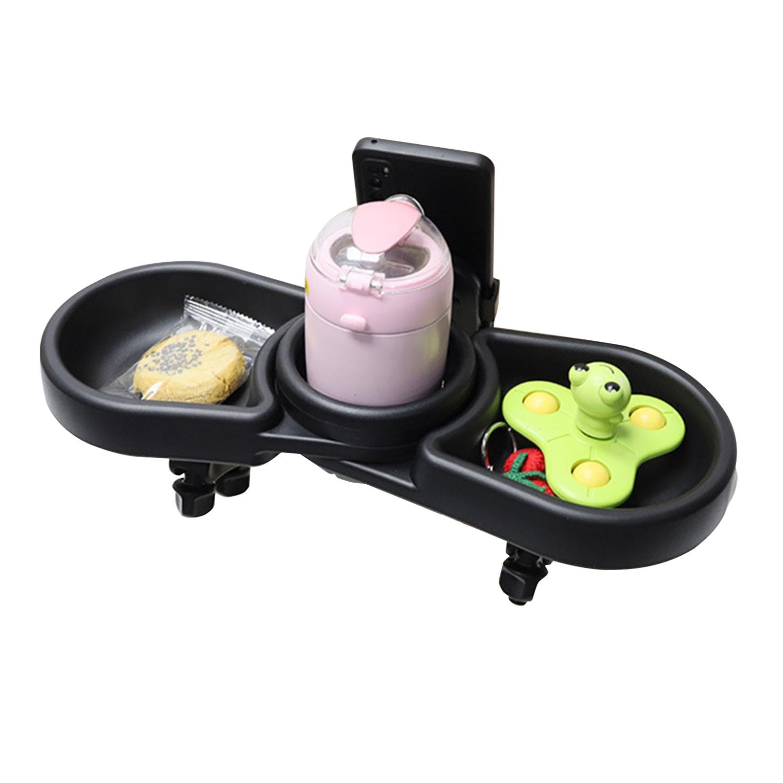 Kinderwagen-Tablett-Aufsatz, drehbarer Snack-Organizer für Kleinkinder, Snack-Tablett – tragbares Kinderwagen-Zubehör, Getränkehalter mit Tablett für Snacks, , Wasserflasche