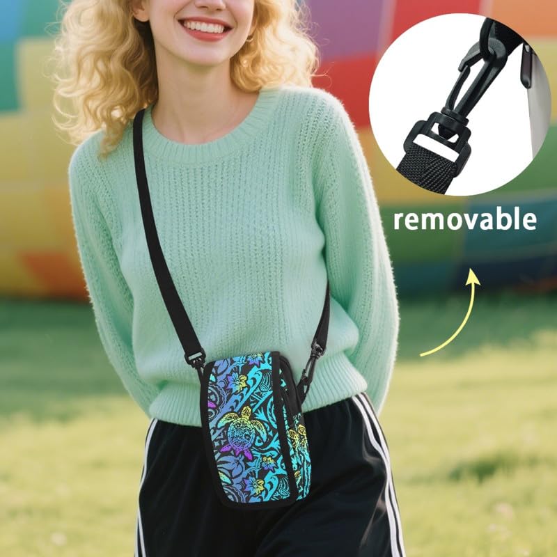 Small Crossbody Bags for Women Turtle Mini Phone Purse, Samoan Tribal Small Messenger Bag Wallet for Smart Phone4