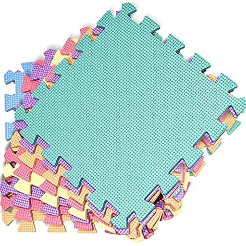 kidoola Foam Baby Play Mat (29x29cm) - Thick & Soft EVA Foam Interlocking Floor Tile Matting for Children - Large Multi Colour, Safe & Comfortable 7mm Thick Play Flooring (18pc) Cover