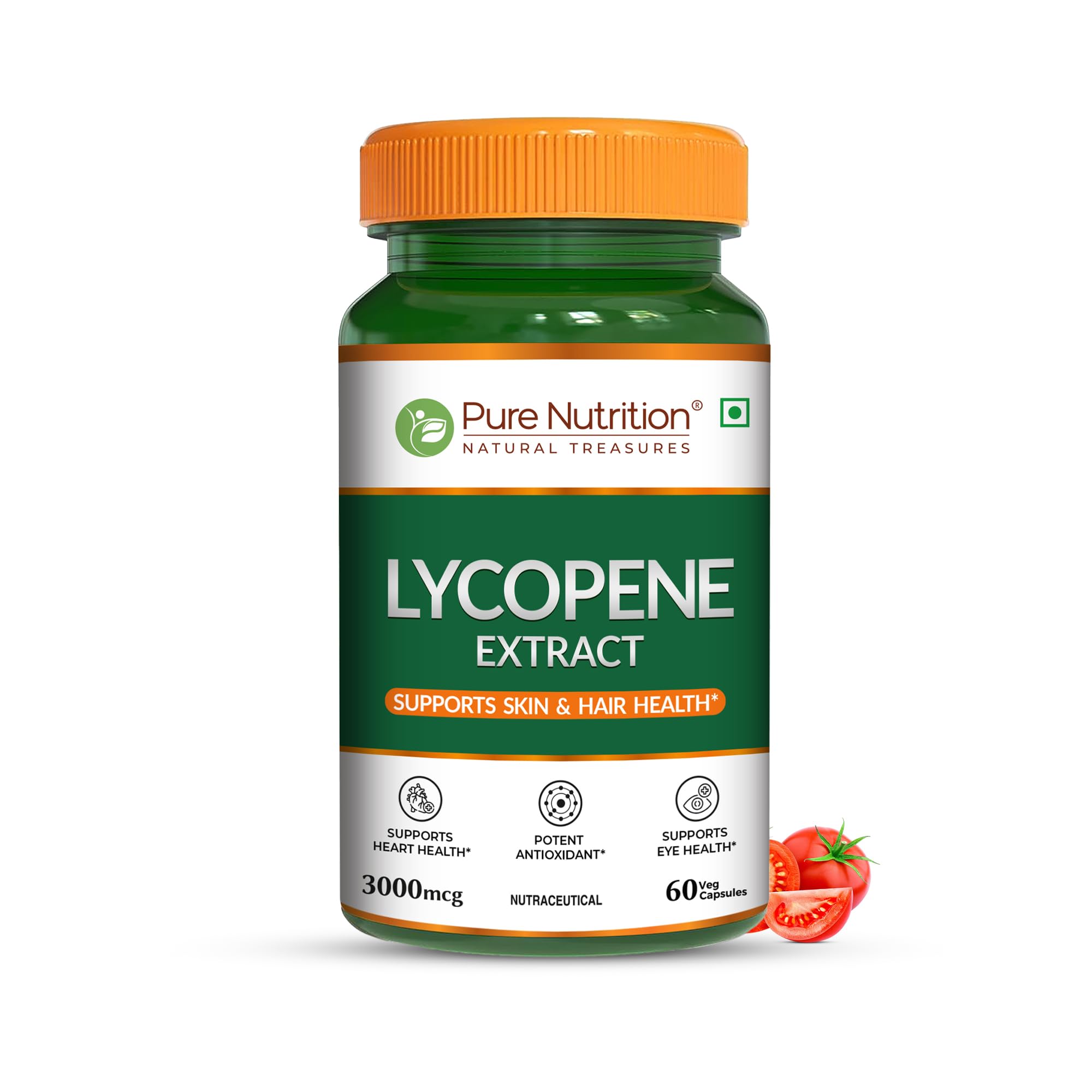 Pure Nutrition Lycopene Supplement 30000mcg | Lycopene Capsules | Strong Antioxidant Blend Supporting Skin, Hair, Heart, Prostate & Daily Cellular Wellbeing – 60 Plant Based Vegetarian Capsules