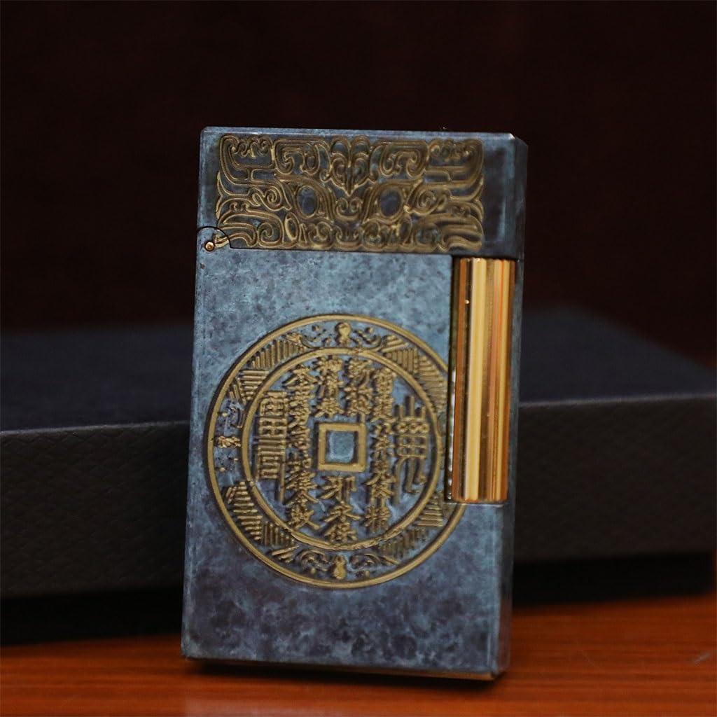 Bronze Mountain Ghost Gas Lighter Retro Old Flip Design Crisp Piano Tone Side Slide Ignition Cool Mens Cigarette