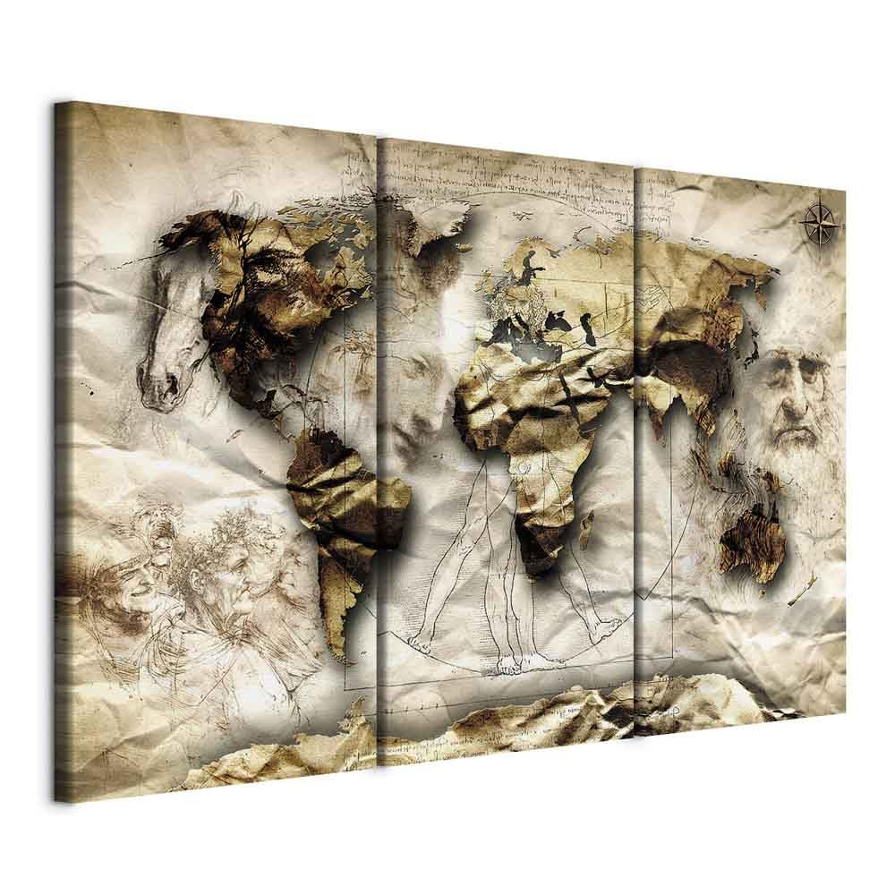 Prints on Canvas - Canvas Wall Art 120x80 cm/48"x32" 3 pcs. Large Canvas Prints XXL - Art Deco Pictures for Bedroom Walls - Home Decor Wall Pictures for Living Room world map k-C-0054-b-g โ image 1