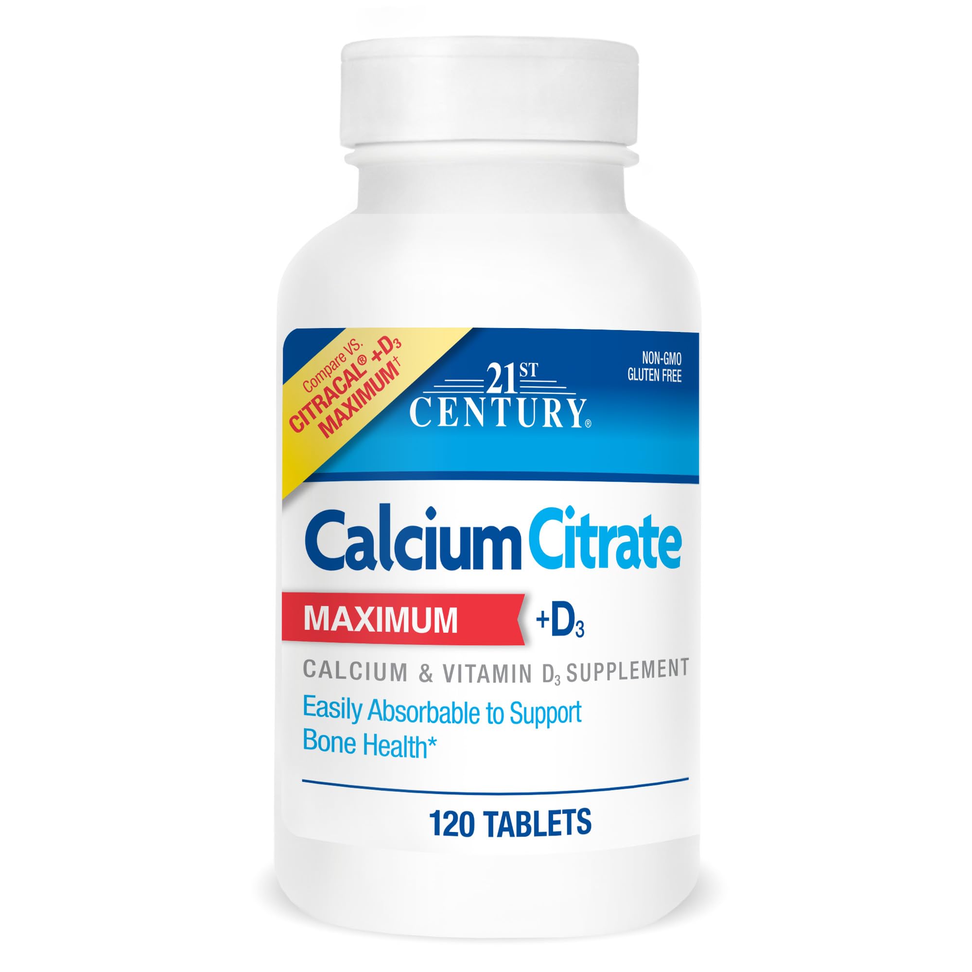 21st Century Calcium Citrate Plus D Maximum Caplets, 120 Count 120 Count (Pack of 1)
