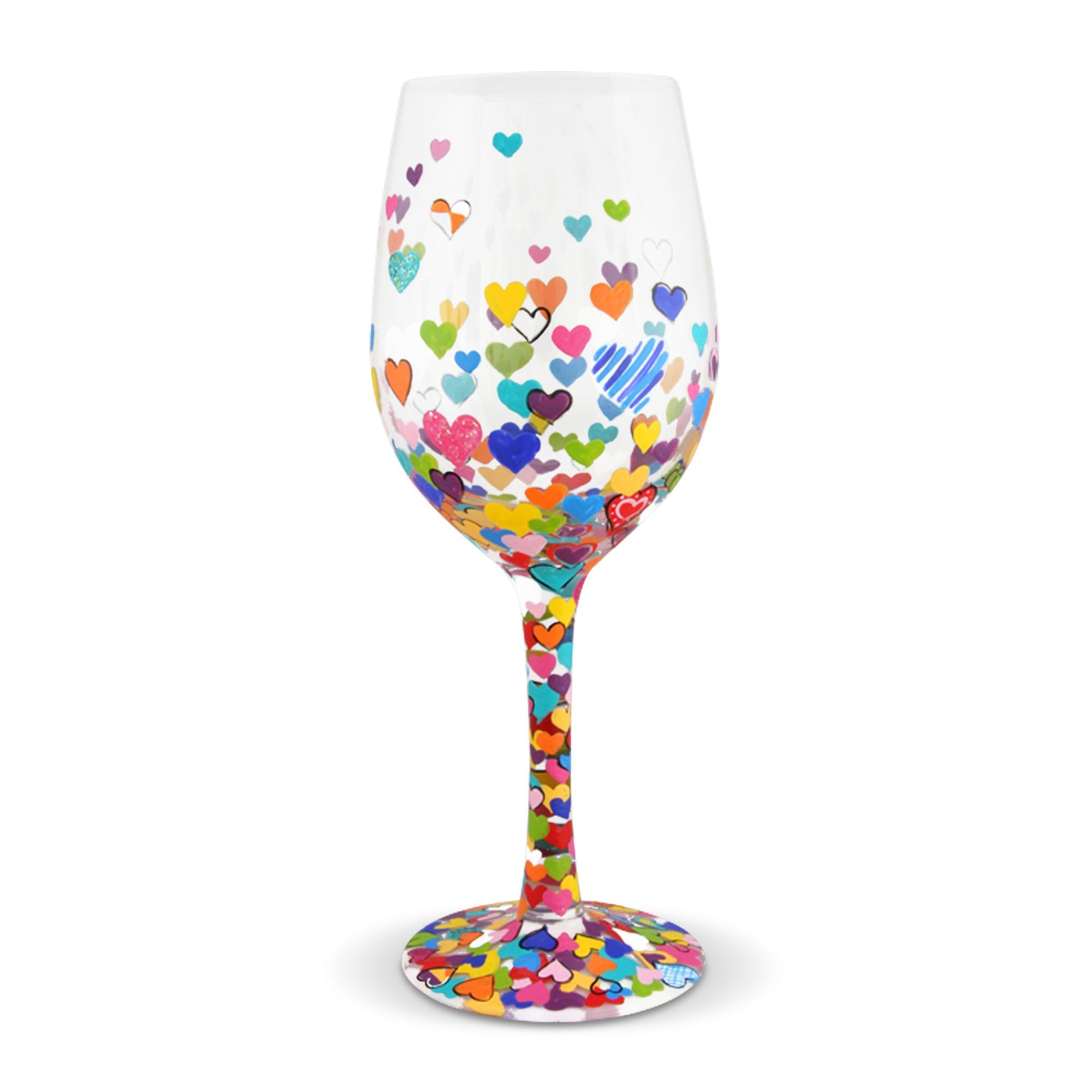 Enesco Wine Glass Hearts-A-Million, STD, Multicolor,15 FL OZ