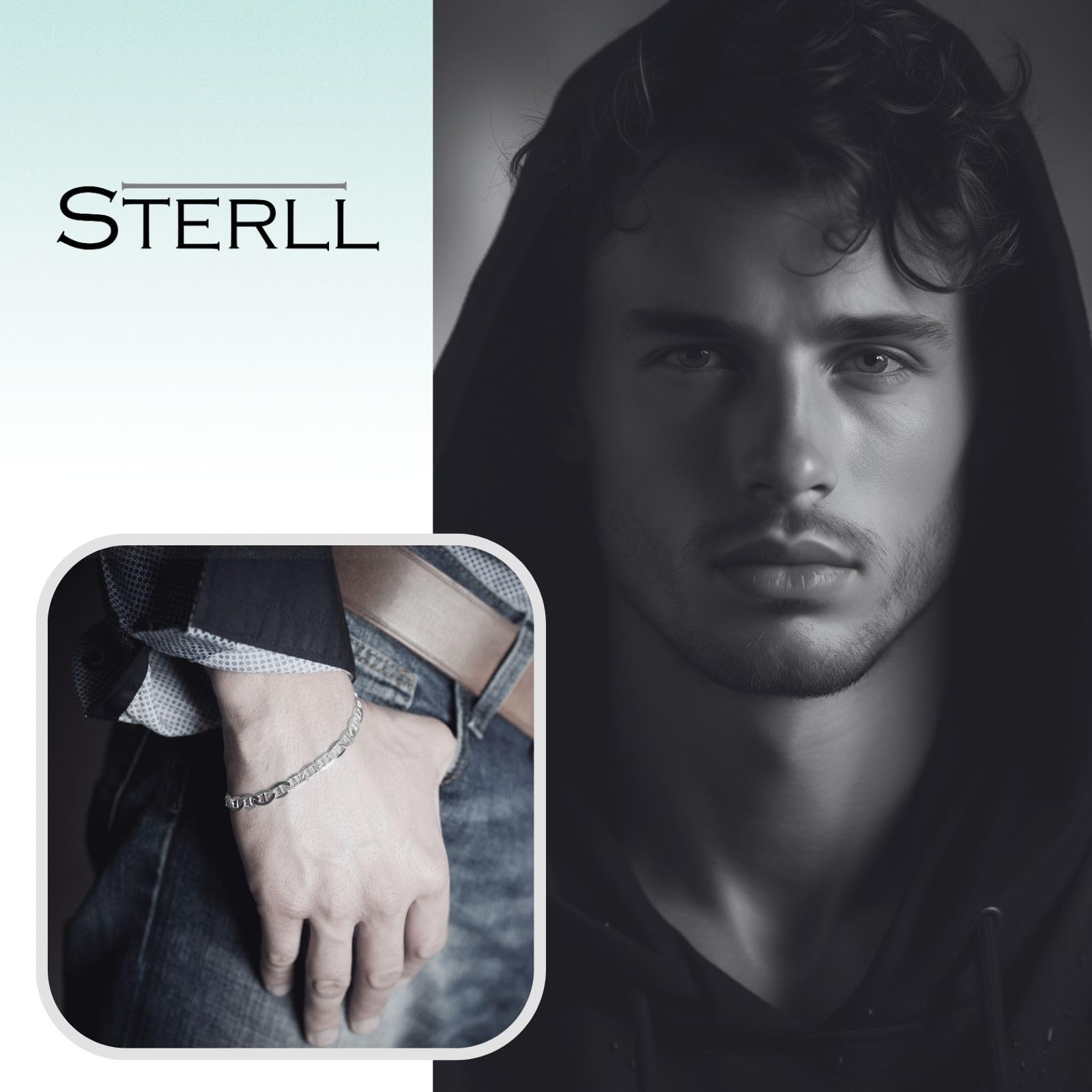 Bracciale Da Uomo In Argento Massiccio 925 Con Design A Maglie Classiche