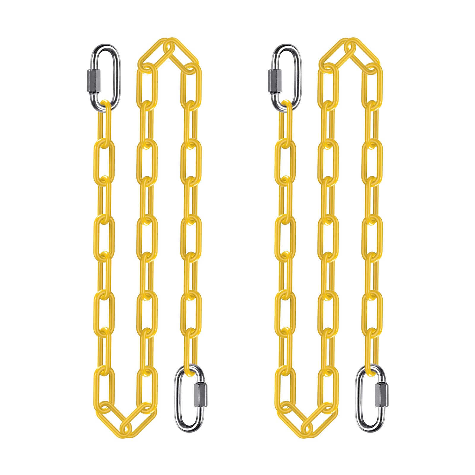 BeneLabel 2pcs Swing Chains, 150cm Hammock Chair Chain Heavy Duty Adjustable Metal Boxing Hanging Supplies with Carabiners Colored Punching Bag Sandbag Extender Kit, 5mm Diameter,1000lbs/Yellow