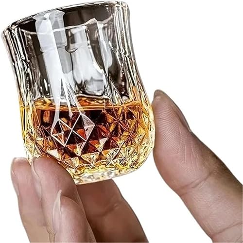 Miniatura 2 de Glass Drinking Glasses 6PcsSet Whiskey Glass Cup Rum Mini Shot Diamond Shaped Vintage Relief Household Party Bar Drinking Tools
