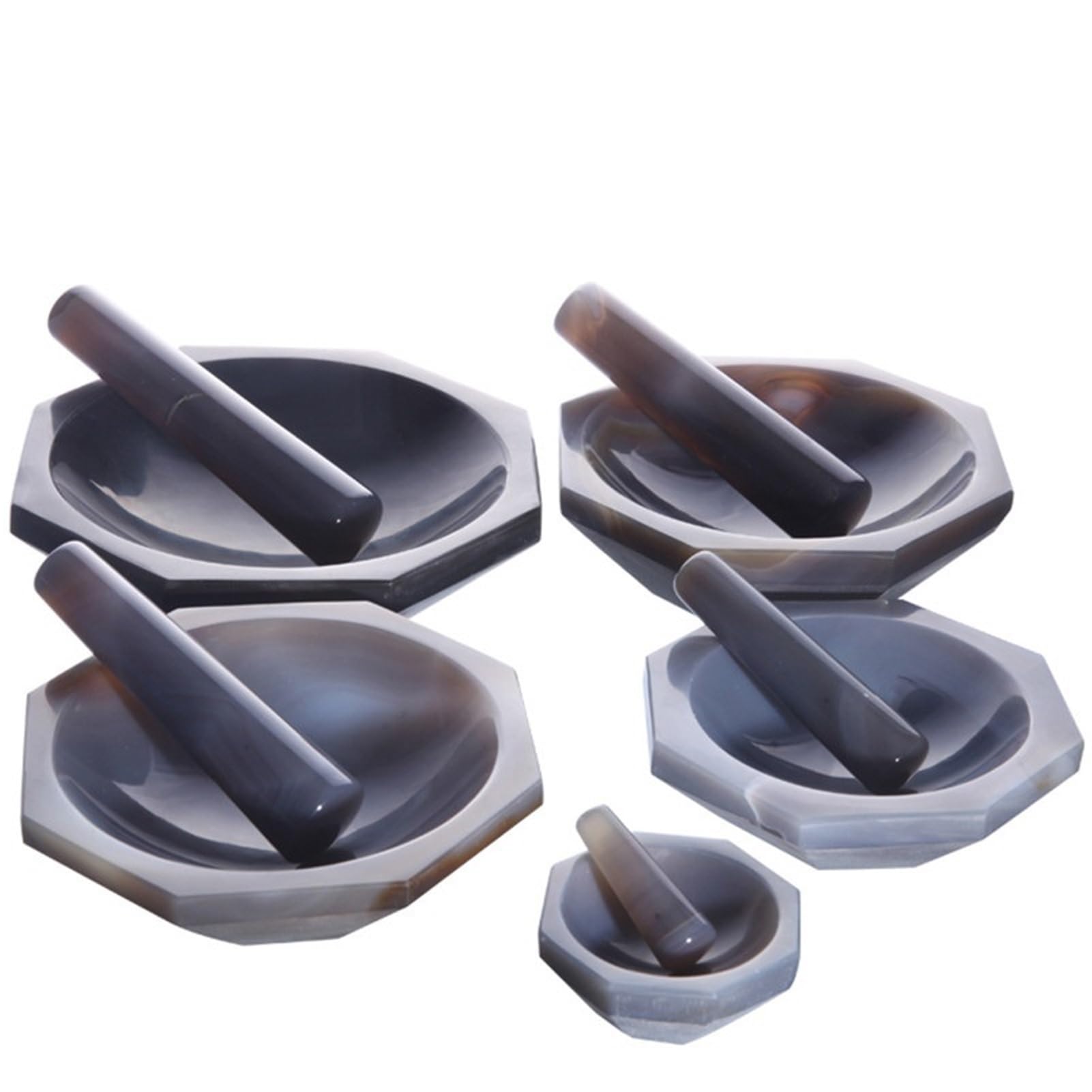 1 Satz Labor-Innendurchmesser 30 mm bis 130 mm Mörser und Stößel aus natürlichem Achat A – for das Schleifen im Chemielabor(Inner DIA 30mm) | Inner DIA 30mm