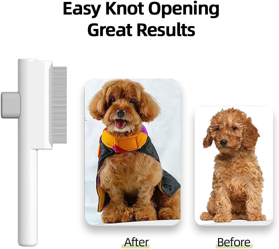 Marchul 2Pcs Cat Comb Dog Combs Set, Self-Cleaning Flea Comb for Cats and Dogs, Cat Grooming Brush with Release Button and Stainless Steel Metal Round Teeth for Removing Matted & Loose Fur, White 8 61DEnbgXleL. AC SL1000