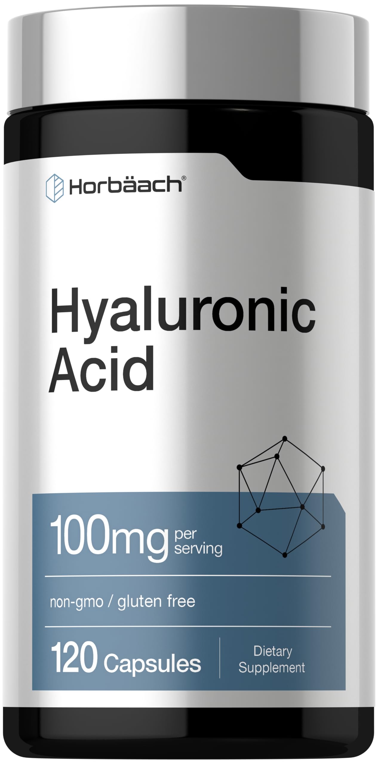 Horbäach Hyaluronic Acid Supplement | 100mg | 120 Capsules