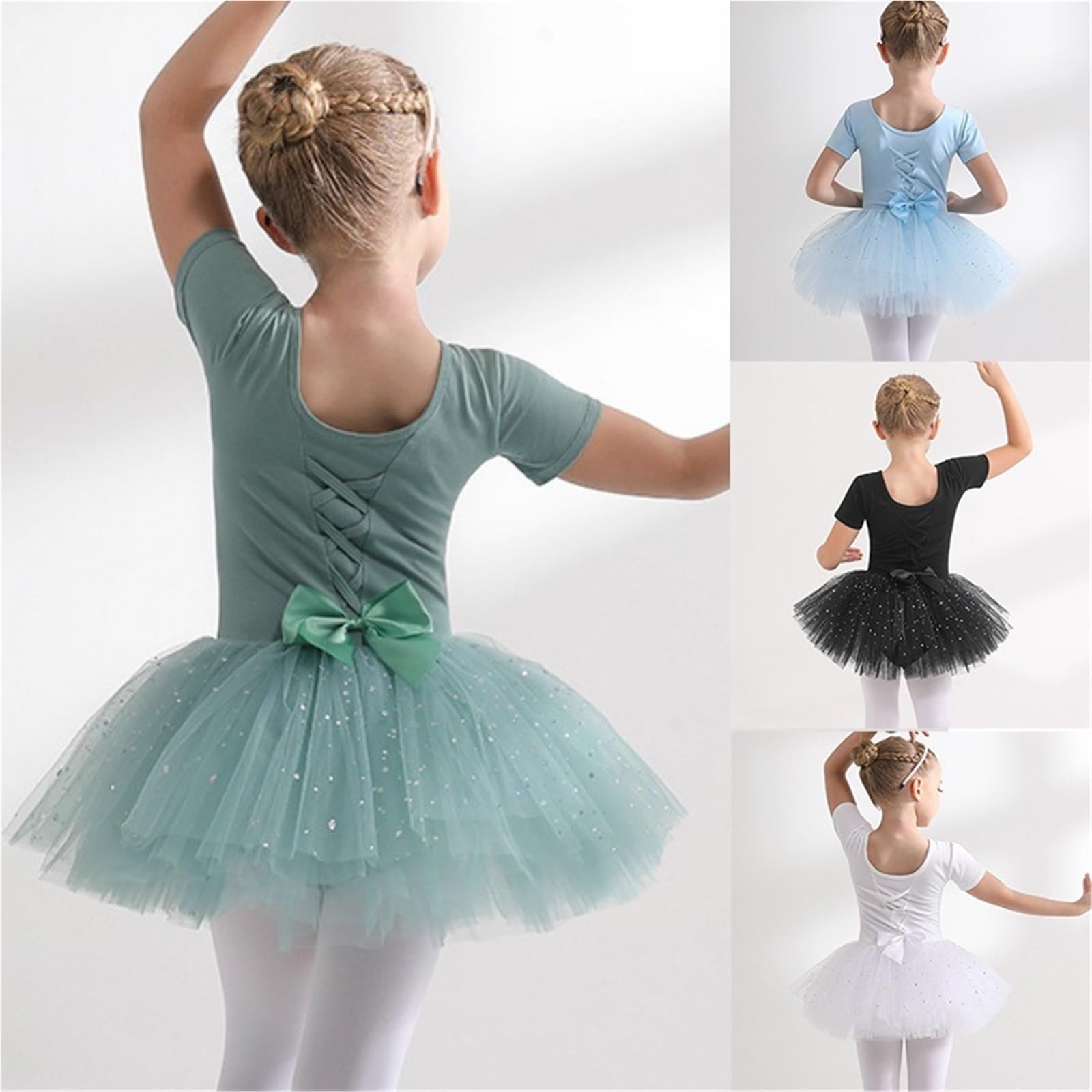 Frauen Ballett Trikot Kind Mädchen Tanzkleid Glänzende Pailletten Tutu Rock Kinder Kleinkind Gym Ballerina Sportkleid for Tanzen(Black Long,120cm)