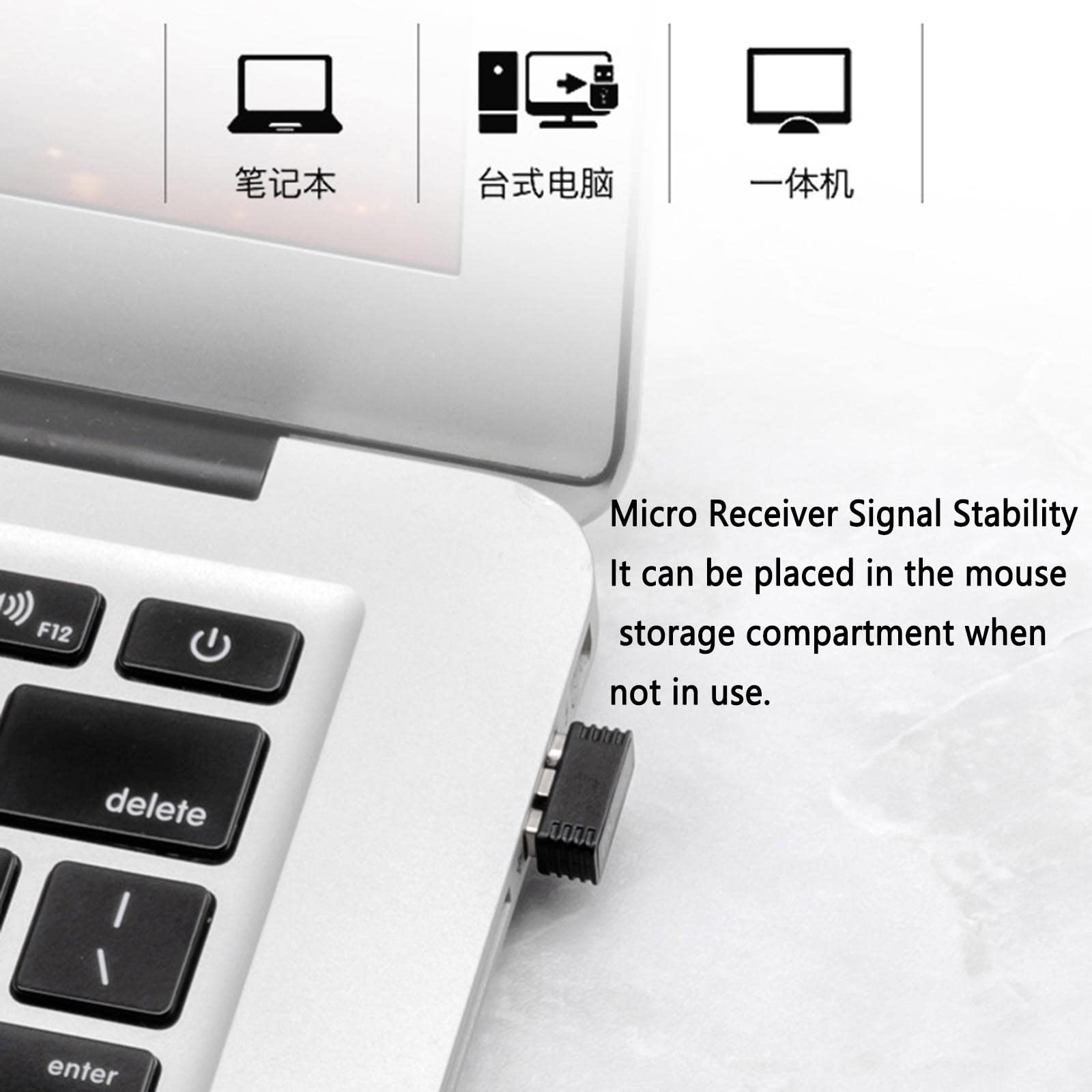 Mysz Mysz bezprzewodowa Mysz komputerowa do laptopa USB do gier Ergonomiczna mysz Urządzenie wskazujące Cichy fotoelektryczny USB 2,4 GHz Dwukierunkowa transmisja Ergonomia(Schwarz)