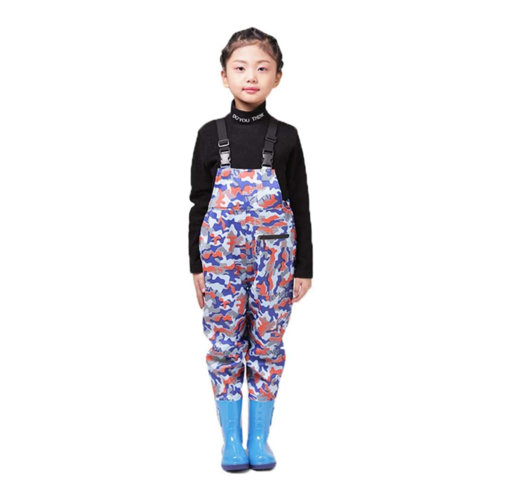 WUTRBYZ Children Thickened Super High Waders with Adjustable Shoulder Strap, Waterproof Insulated Rubber Wader Boots, Light Hunting And Fishing Waders for Boys And Girls