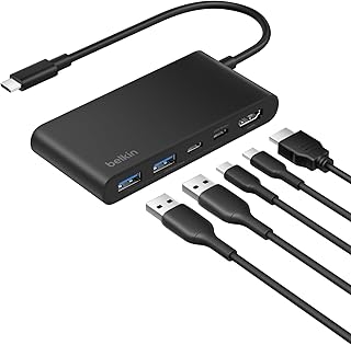 Belkin USB C Hub 5-in-1, Type C Hub for Laptop & PC – USB Hub with 4K HDMI 2.0, 100W PD Charging, USB-A Ports, 5Gbps Data Price In India