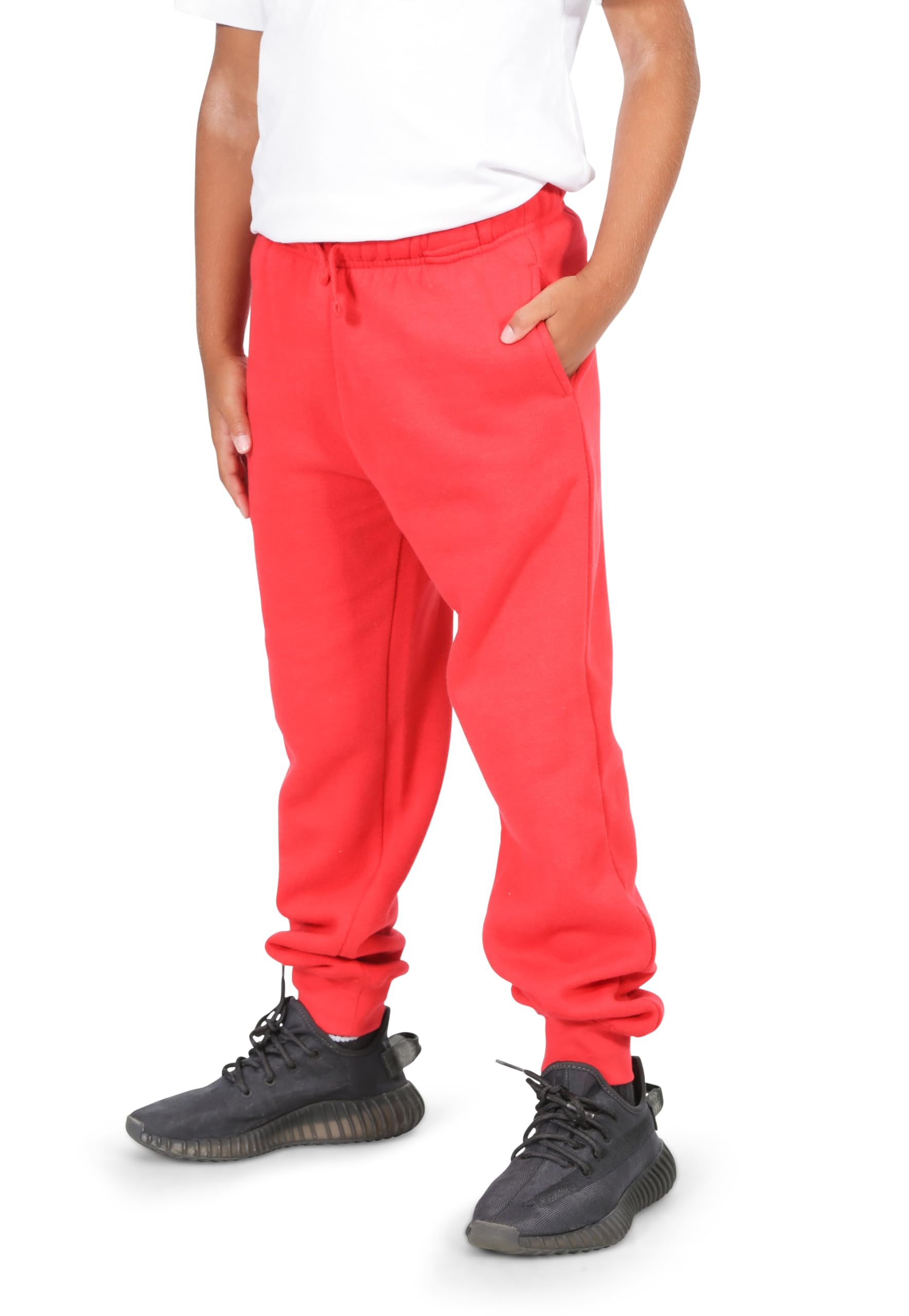 EVERYDAY KIDS Boys Cotton Fleece Sweatpants Joggers with Pockets; Boys Athletic Sweat Pants - Soft and Breathable Cotton Rich