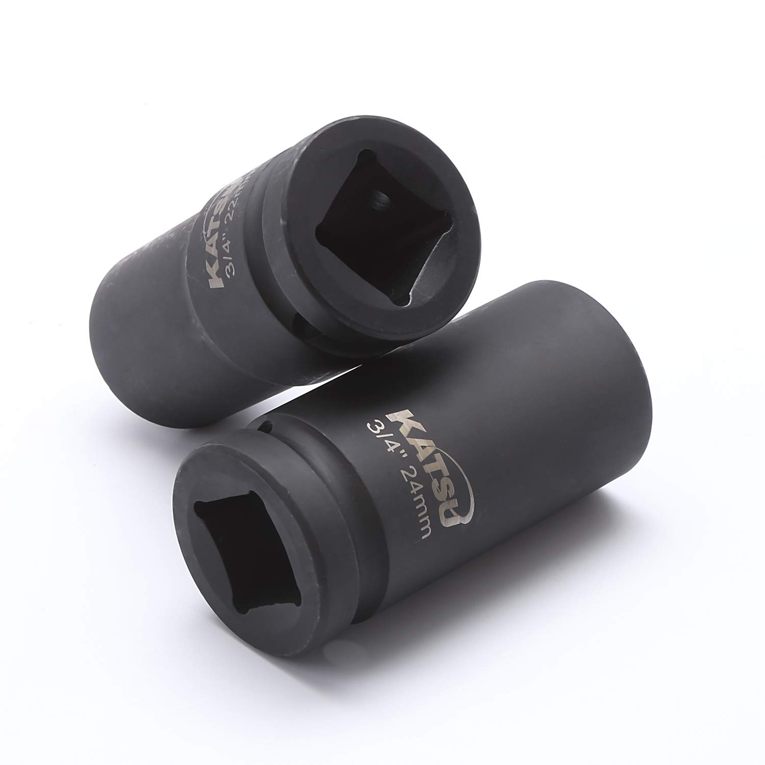 KATSU llaves de vaso impacto de 3/4" 8 Piezas, Juego de llaves de Vaso de Impacto Profundo, llave Métrica Resistente de 22mm a 41mm, Herramienta de Reparación de Motores de Camiones Tractores 420460