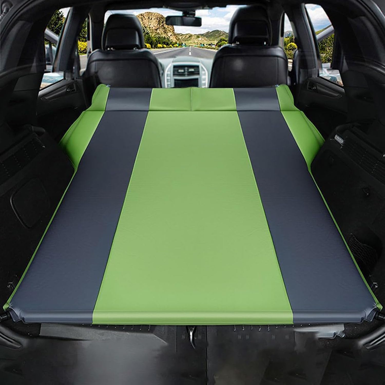 Materasso Gonfiabile per Auto per MG MG3 MG5 MG6 MG7,Materassino Floccata Portatile Pieghevole Letto Aria Multifunzionale Airbed,B-Green