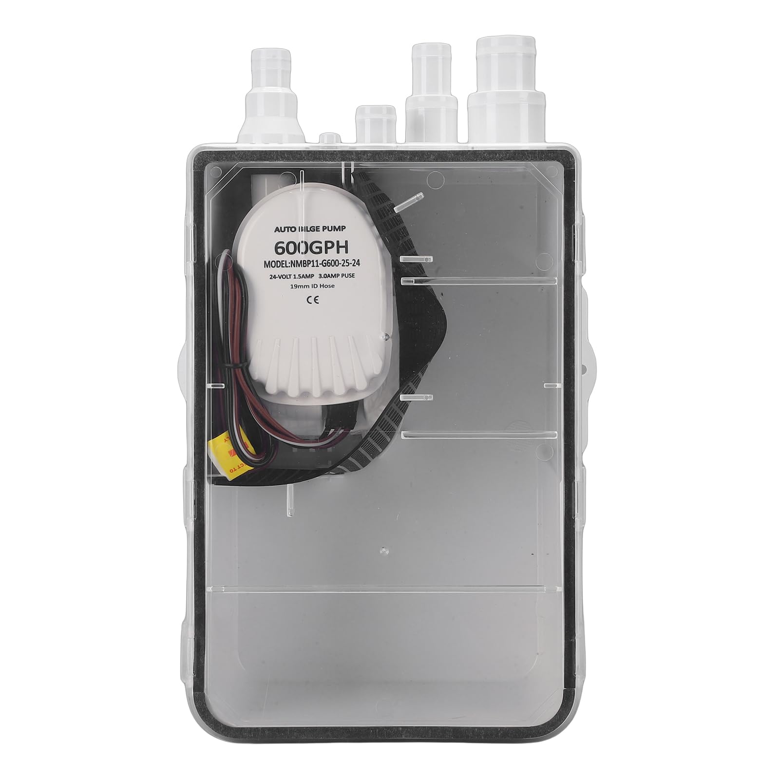 Skrzynka Pompy do Miski Prysznicowej, Silnik Elektryczny 24 V DC, wydajność Odprowadzania Wody 600 GPH, Tworzywo Przeciwdeszczowe, z funkcją Automatycznego Odprowadzania Wody,