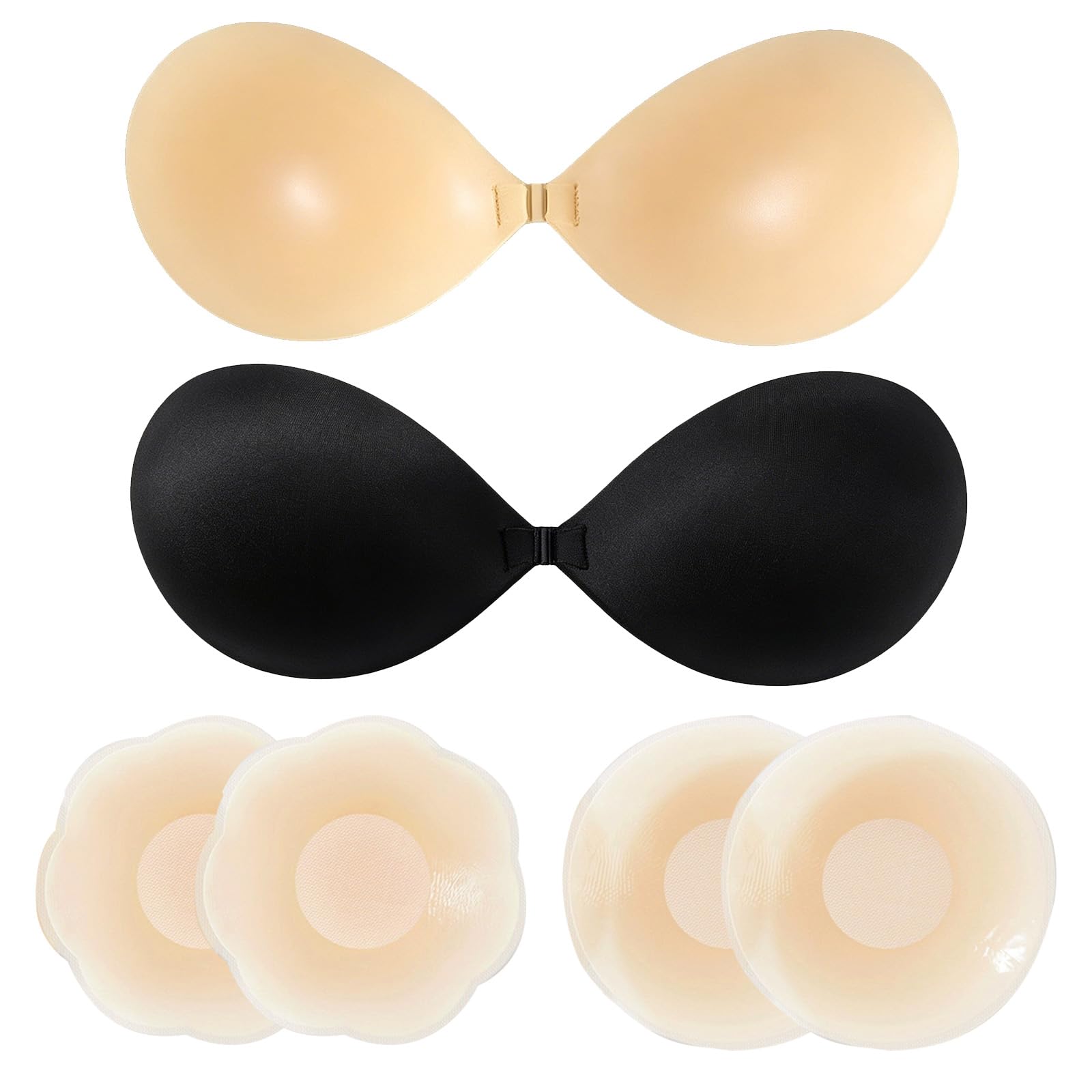 lahaia 6 Pcs Invisible Bra for Women,Nipple Cover for Women,Stick on Bra for Backless Dress,Nipple Pasties Reusable Wear It in Deep V/Dress Skirt/Tube Top and Off-The-Shoulder Black-picture-36