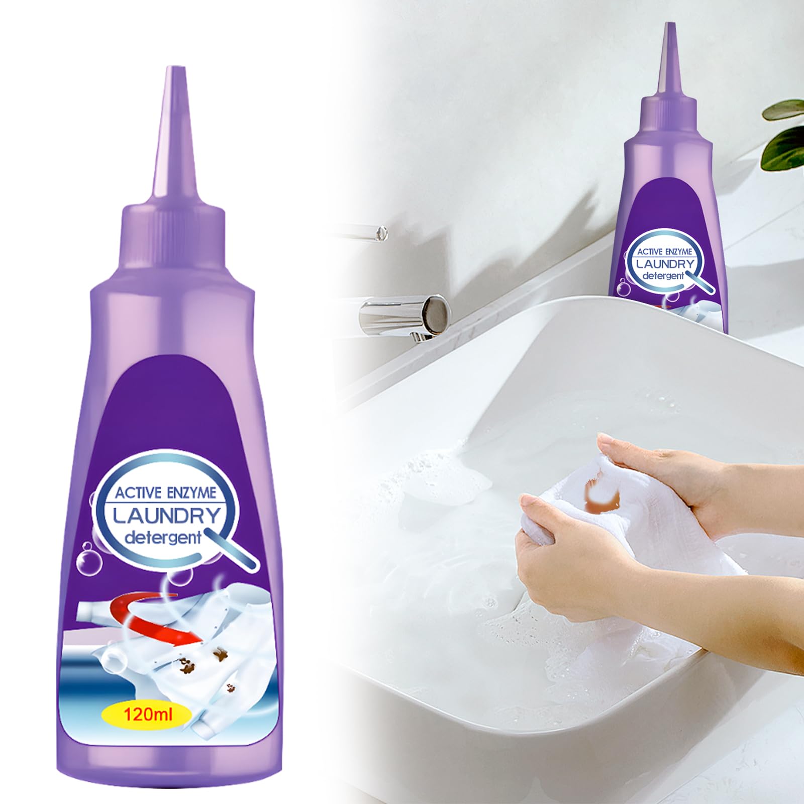 Active Enzyme Laundry Stain Remover, Stubborn Stain Cleaner, White Shirt Protector Garment Stubborn Stain Cleaner Oil Remover, Multi-purpose Cleaner For Clothing Stain Remover (1PCS)
