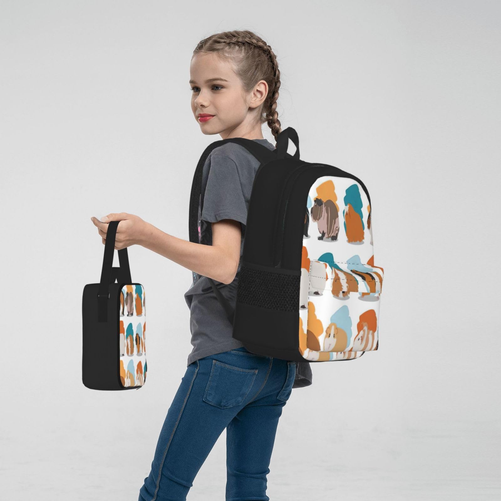 Zaino, borsa portapranzo, astuccio, set da 3 pezzi, per lavoro e