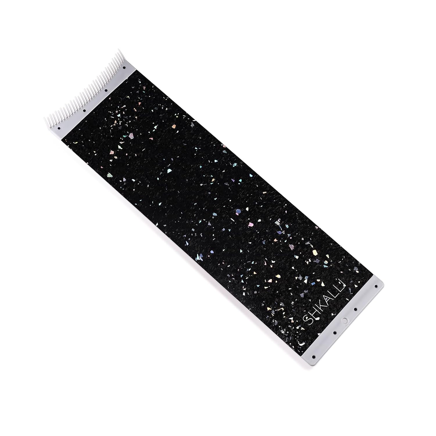 Forged Texture Carbon Fiber Balayage Highlighting Board with Comb Teeth, Lightweight Flexible Durable Hair Coloring Highlight Tool, (Glitter Silver) (Size M_130420)